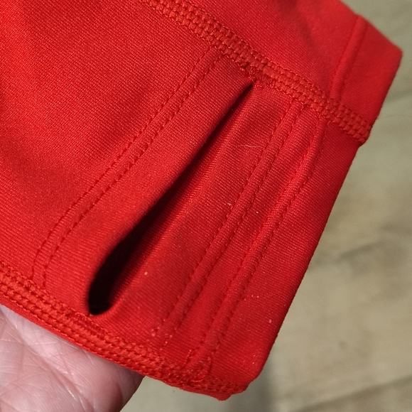 Lycra Queenieke Red Women's LG Long Sleeve Workout Shirt Half Zip Athletic Slim - Picture 4 of 9